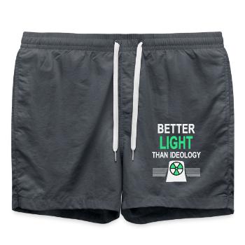 Better Light Than Ideology - Yes to Nuclear Power - Swim Trunks - anthracite - Front - AI Model Male 185 light (185cm)