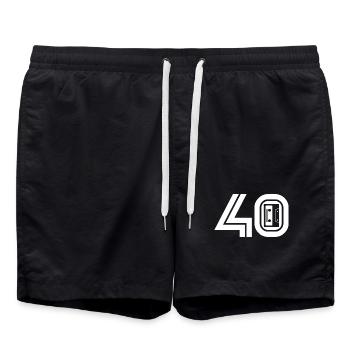40 Music Fan Retro Cassette Music - Swim Trunks - black - Front - AI Model Male 185 light (185cm)