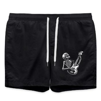 Crâne squelette avec guitare basse - Short de bain - noir - Devant - AI Model Male 185 light (185cm)