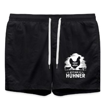 Früher war ich normal jetzt habe ich Hühner - Badeshorts - Schwarz - Vorne - AI Model Male 185 light (185cm)