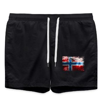 Norwegische Flagge - Badeshorts - Schwarz - Vorne - AI Model Male 185 light (185cm)