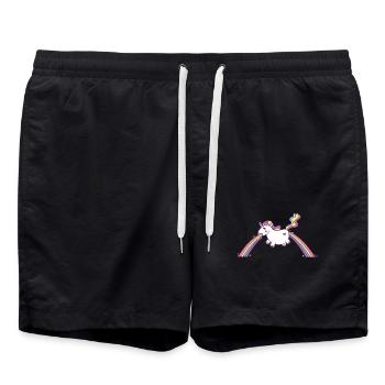 Kotzendes Einhorn, Regenbogen Kotze - Badeshorts - Schwarz - Vorne - AI Model Male 185 light (185cm)