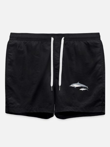 Dolphin acrobat - Long-beaked dolphin - Dauphin - Swim Trunks - black