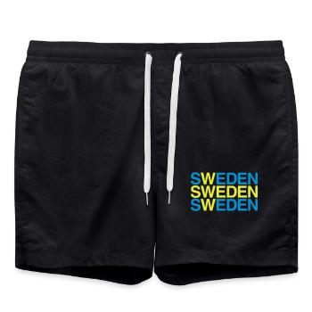 SCHWEDEN Schweden Sweden Schwedische Flagge - Badeshorts - Schwarz - Vorne - AI Model Male 185 light (185cm)