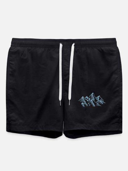 Mountains peaks drawing - Swim Trunks - black