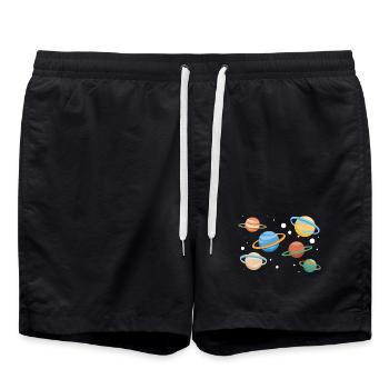 Saturn Planeten - Badeshorts - Schwarz - Vorne - AI Model Male 185 light (185cm)