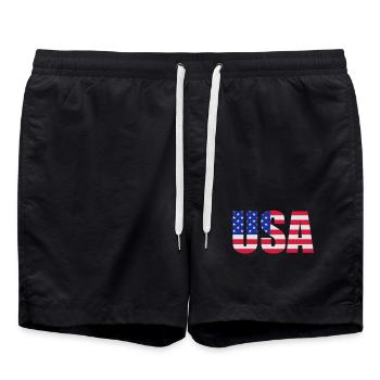 USA Flagge - Badeshorts - Schwarz - Vorne - AI Model Male 185 light (185cm)