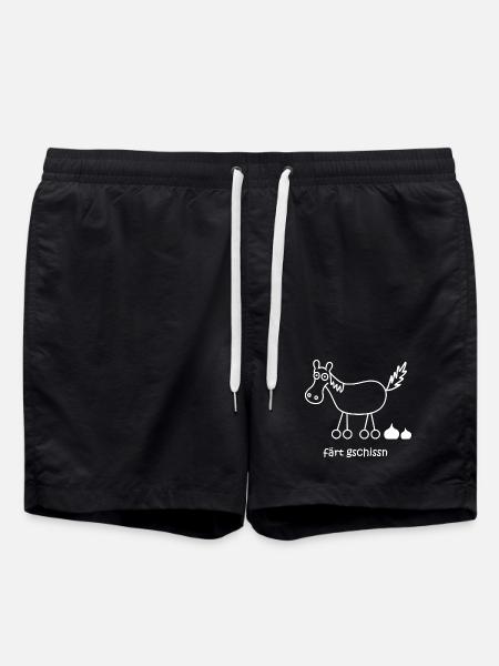 färt, färt gschissn, lustiges Pferdedesign - Badeshorts - Schwarz