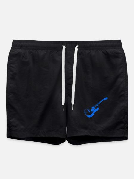 Artful Acoustic Guitar Print - Swim Trunks - black