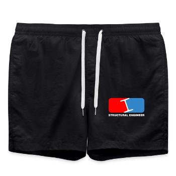 Bauingenieur-Liga-Weißtext - Badeshorts - Schwarz - Vorne - AI Model Male 185 light (185cm)