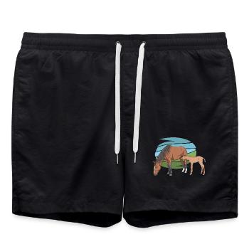 Jument et son poulain - Short de bain - noir - Devant - AI Model Male 185 light (185cm)