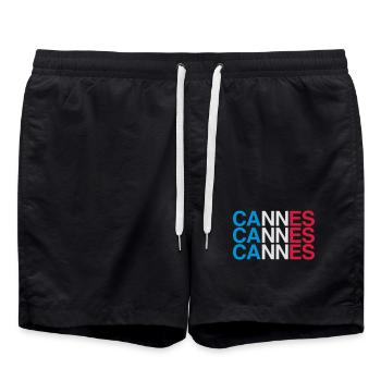 CANNES Drapeau Français - Frankreich - France - Short de bain - noir - Devant - AI Model Male 185 light (185cm)