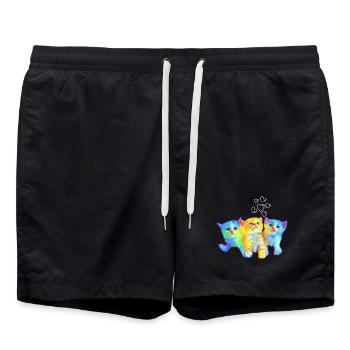 Colorful baby cats - Swim Trunks - black - Front - AI Model Male 185 light (185cm)