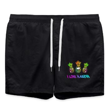 Urlaub Karibik - Badeshorts - Schwarz - Vorne - AI Model Male 185 light (185cm)