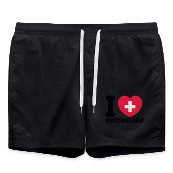 Schweiz - Badeshorts - Schwarz - Vorne - AI Model Male 185 light (185cm)