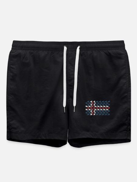 Trikolore-Pferde in einem sich wiederholenden Muster - Badeshorts - Schwarz