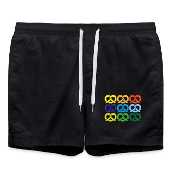 brezel salzbrezel - Badeshorts - Schwarz - Vorne - AI Model Male 185 light (185cm)