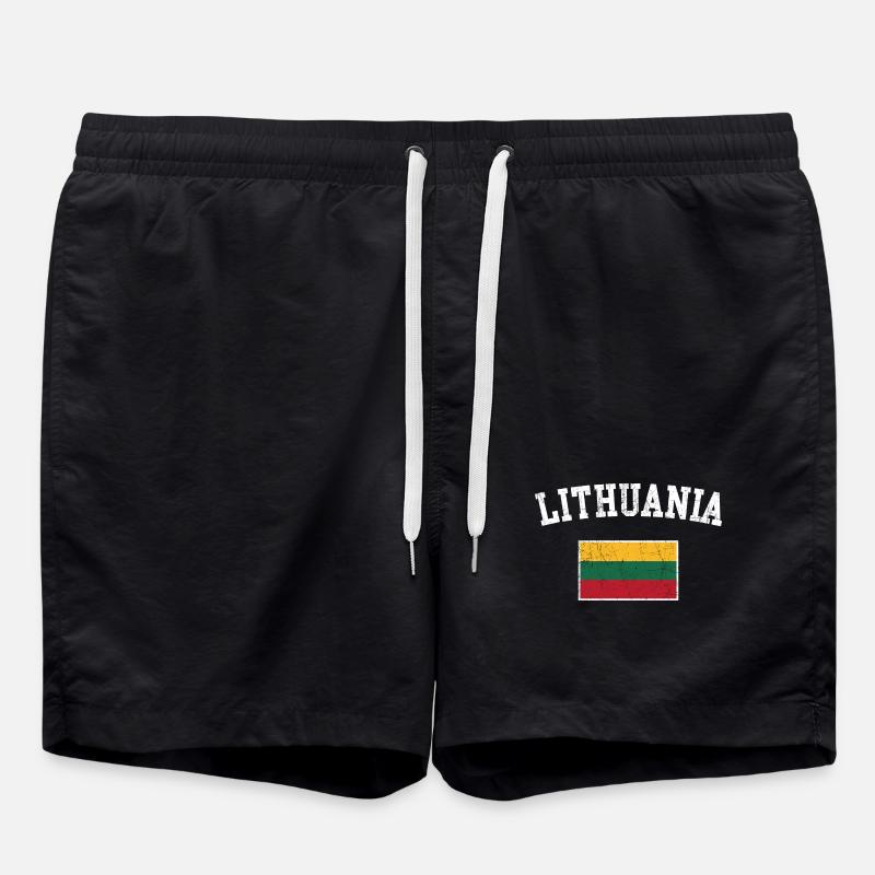 Lithuania Arc Flag Graphic - Swim Trunks - black