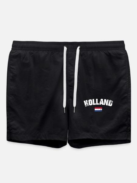 Holland Distressed Typography - Swim Trunks - black