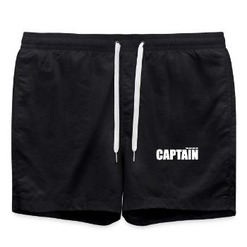 Captain Großschrift Kontrast Design - Badeshorts - Schwarz - Vorne - AI Model Male 185 light (185cm)
