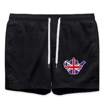 Théière britannique du Royaume-Uni Union Jack UK - Short de bain - noir - Devant - AI Model Male 185 light (185cm)