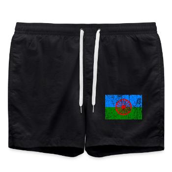 drapeau du peuple romani ou styago le romengo - Short de bain - noir - Devant - AI Model Male 185 light (185cm)