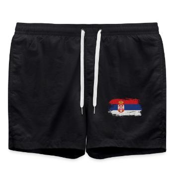 Drapeau vintage de la Serbie - Short de bain - noir - Devant - AI Model Male 185 light (185cm)