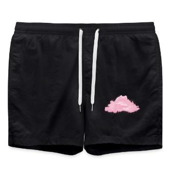 einzelne flauschige weiße Wolke in Rosarot - Badeshorts - Schwarz - Vorne - AI Model Male 185 light (185cm)