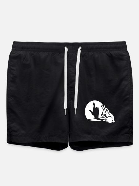 Lapin drôle ombre à la main croisé les doigts bonne chance - Short de bain - noir