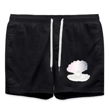 coquille ouverte irisée avec grosse perle - Short de bain - noir - Devant - AI Model Male 185 light (185cm)