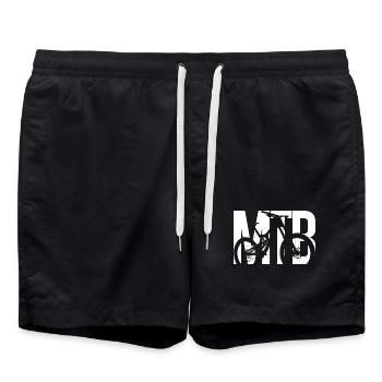 Fahrrad-Silhouette mit fetter Schrift - Badeshorts - Schwarz - Vorne - AI Model Male 185 light (185cm)