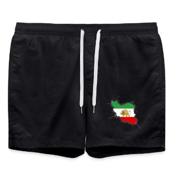 Iran Flag Lion and Sun - شیر خورشید - Swim Trunks - black - Front - AI Model Male 185 light (185cm)