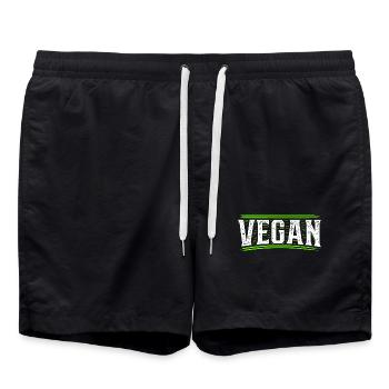 Vegan | Veganer | Veganerin - Badeshorts - Schwarz - Vorne - AI Model Male 185 light (185cm)