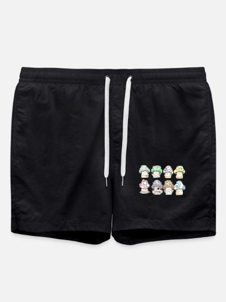 Mischievous Pastel Mushrooms - Swim Trunks - black