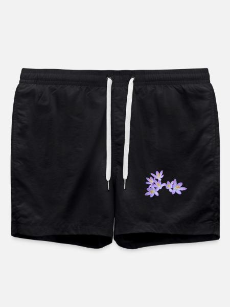 Purple spring flowers (crocus) - Swim Trunks - black