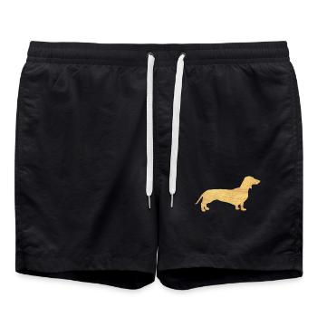 Dackel Gold Herrchen Frauchen Hund Hundefan Tier - Badeshorts - Schwarz - Vorne - AI Model Male 185 light (185cm)