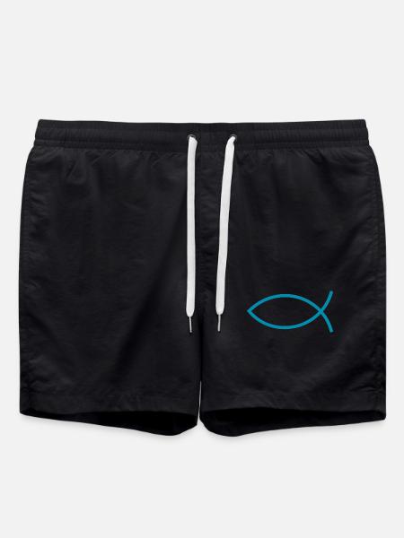 Jesus fish Ichthys fish fish - Swim Trunks - black