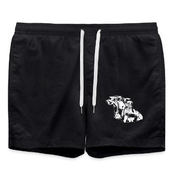 Vache Vaches Silhouettes Tête de Vache Blanc - Short de bain - noir - Devant - AI Model Male 185 light (185cm)