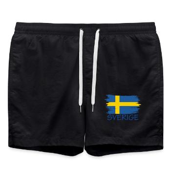 Sverige Sweden Schweden Flagge Design - Badeshorts - Schwarz - Vorne - AI Model Male 185 light (185cm)