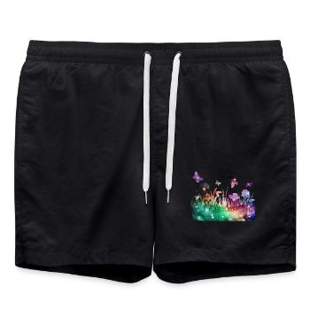 Prairie fleurie galaxie jardin papillons - Short de bain - noir - Devant - AI Model Male 185 light (185cm)
