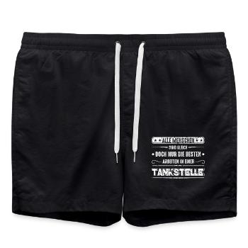 Tankstelle Tankstellenwart - Badeshorts - Schwarz - Vorne - AI Model Male 185 light (185cm)