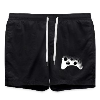 Splatter - Controller Muster für Gamer cool - Badeshorts - Schwarz - Vorne - AI Model Male 185 light (185cm)