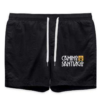 Camino de Santiago | Jakobsweg | Art Deco Typo - Badeshorts - Schwarz - Vorne - AI Model Male 185 light (185cm)