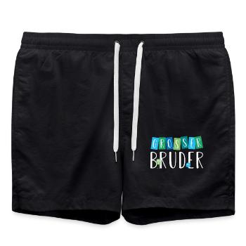 Großer Bruder - Grosser Bruder - Süße Monster - Badeshorts - Schwarz - Vorne - AI Model Male 185 light (185cm)