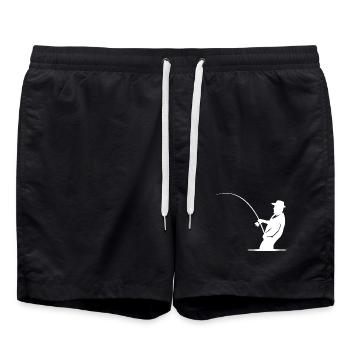 pêche pêche pêcheur icône icône logo - Short de bain - noir - Devant - AI Model Male 185 light (185cm)