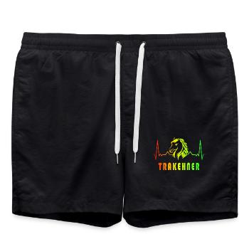 Trakehner Pferde Herzfrequenz Design - Badeshorts - Schwarz - Vorne - AI Model Male 185 light (185cm)