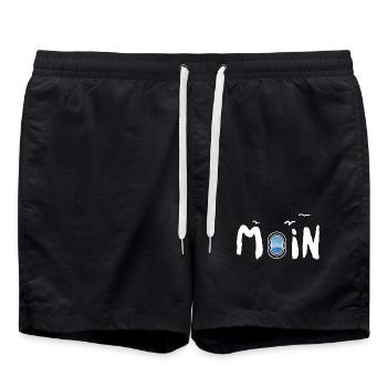 Moin Meer Leuchtturm Möwe - Badeshorts - Schwarz - Vorne - AI Model Male 185 light (185cm)