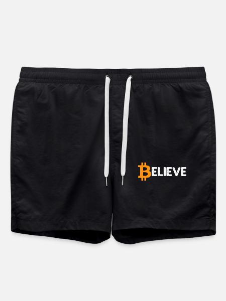 Bitcoin Logo Vintage Believe Crypto BTC Blockchain - Swim Trunks - black