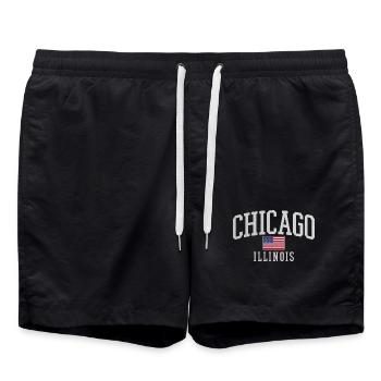 Chicago Flag Arc Emblem - Badeshorts - Schwarz - Vorne - AI Model Male 185 light (185cm)