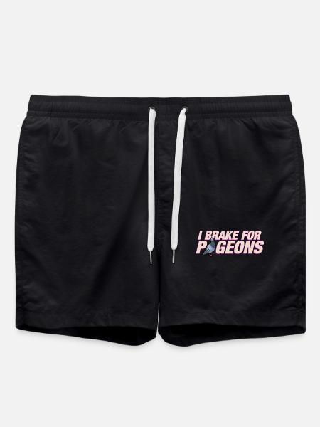 I brake for pigeons - Swim Trunks - black